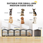 PawHut Wooden Foldable Dog Gate Panel Pet Fence Freestanding Safety Barrier for the House, Doorway, Stairs (Black)