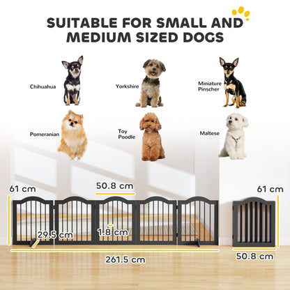 PawHut Wooden Foldable Dog Gate Panel Pet Fence Freestanding Safety Barrier for the House, Doorway, Stairs (Black)