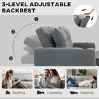 HOMCOM 2 Seater Sofa Bed Pull-Out Sofa Bed for Small Space - Charcoal Grey