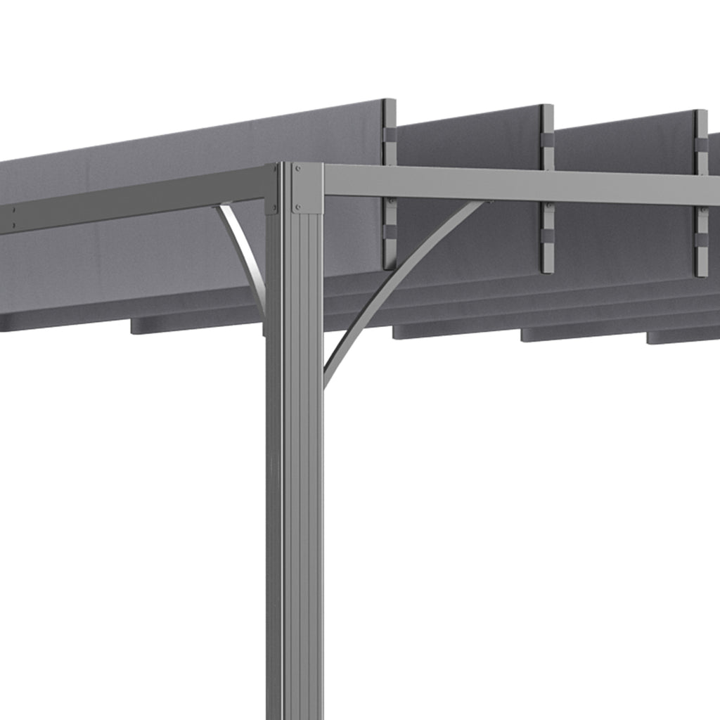 Outsunny 4 x 3(m) Outdoor Pergola with Retractable Roof, Aluminium Louvered Patio Gazebo Canopy for Lawn Garden Patio, Grey