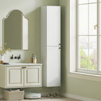 HOMCOM Wall Mounted Tall Bathroom Storage Cabinet with Soft-Close Hinges, Slim Bathroom Cabinet with 2 Doors, White