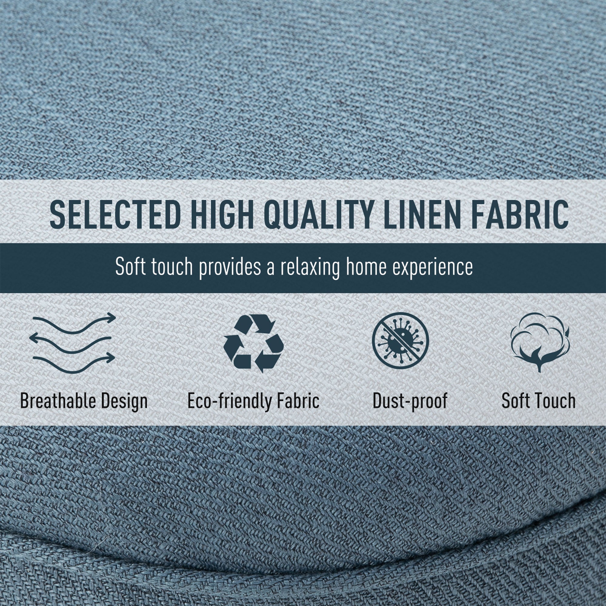 HOMCOM Tub Chair, Armless Single Sofa, Modern Button Tufted Armchair, Upholstered Linen Fabric Longue Accent Chair for Living Room, Bedroom, Set of 2, Blue