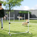 PawHut 4 Pieces Dog Agility Training Equipment, Adjustable Height Jumps Hurdle with Carrying Bag for Outdoor, White