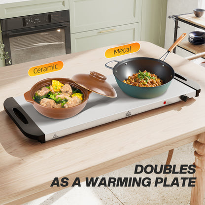 5 Tray Electric Food Warmer Buffet Server with Warming Plate, Cool Touch Handles, Adjustable Temperature, 300W, 3 x 2.4L and 2 x 1L Pans