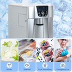 3L Ice Maker Machine and Water Dispenser, 12kg in 24H, 2 Sizes 9 Ice Cubes Ready in 6-10 Mins Ice Machine, Silver