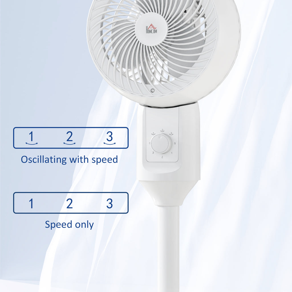 32" Pedestal Fan, 70° Oscillating 90° Vertical Tilt Air Circulator with 3 Speeds, Standing Fan for Home Office, Bedroom, White