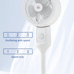 32" Pedestal Fan, 70° Oscillating 90° Vertical Tilt Air Circulator with 3 Speeds, Standing Fan for Home Office, Bedroom, White