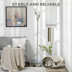 Modern Standing Lamp, 3-Light Upright Floor Lamps for Living Room, Silver Tone