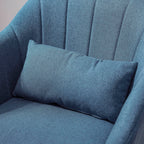 HOMCOM Swivel Accent Chair, Linen Fabric Tub Vanity Chair, Modern Armchair with Adjustable Height and Lumbar Support for Living Room Bedroom Salon Make up Room Dressing Table, Blue