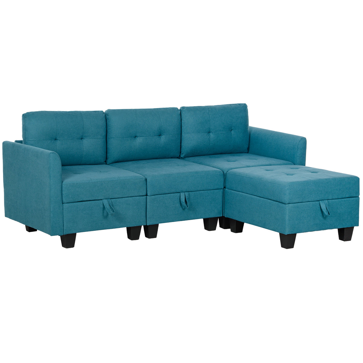 L' Shape Modular Sofa, with Storage - Light Blue