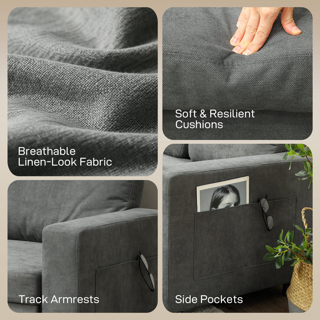 HOMCOM Pull Out Sofa Bed with 113 x 49cm storage space - Charcoal Grey