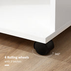 Open Wardrobe on Wheels, Bedroom Wardrobe with Clothes Hanging Rail, 3 Storage Shelves, Mobile Garment Rack for Cloakroom, Hallway, White