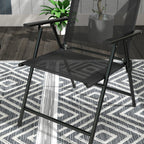Outsunny Three-Piece Garden Seat Set, with Glass-Top Table - Black