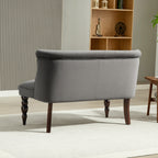 HOMCOM Velvet 2 Seater Sofa, Button Tufted Wingback Loveseat with Rubber Wood Legs for Living Room, Bedroom, Charcoal Grey
