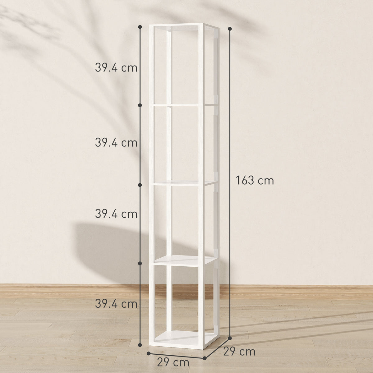 Floor Lamp with Shelves and 3 Brightness Levels - White