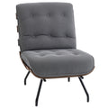 HOMCOM Accent Chair, Linen-look Fabric Reading Chair with Spring Cushion, Slatted Support, Steel Frame, Dark Grey