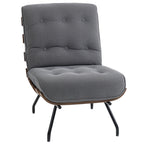 HOMCOM Accent Chair, Linen-look Fabric Reading Chair with Spring Cushion, Slatted Support, Steel Frame, Dark Grey