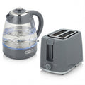 Kettle and Toaster Set, 1.7L 3000W Rapid Kettle with Limescale Filter, 2 Slice Toaster with 7 Browning Controls, Grey