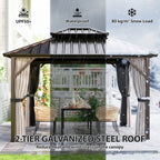Outsunny 3x3.6 m Hardtop Gazebo Canopy with UPF50+ Double Galvanised Steel Roof, Brown