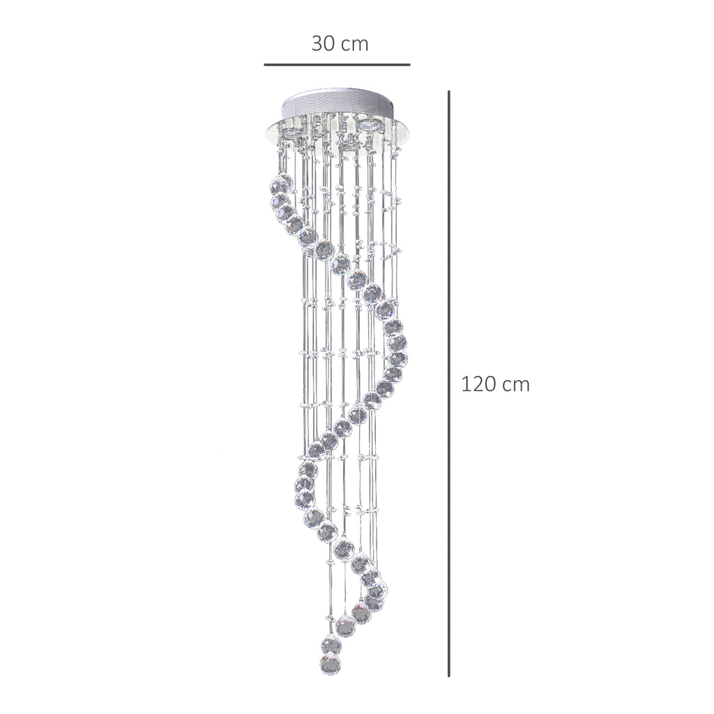 Modern Crystal Chandelier Ceiling Light Pendant Lamp Chrome Finish Glass Droplets New, for Living Room, Bedroom, Hallway, ?30 x 120cm