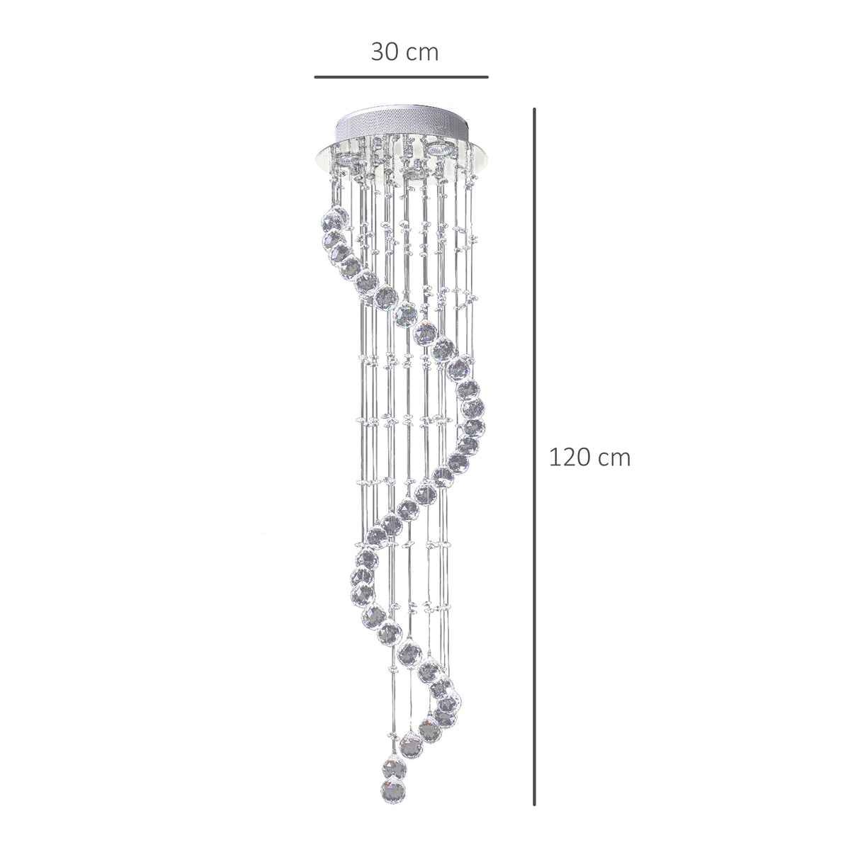 Modern Crystal Chandelier Ceiling Light Pendant Lamp Chrome Finish Glass Droplets New, for Living Room, Bedroom, Hallway, ?30 x 120cm