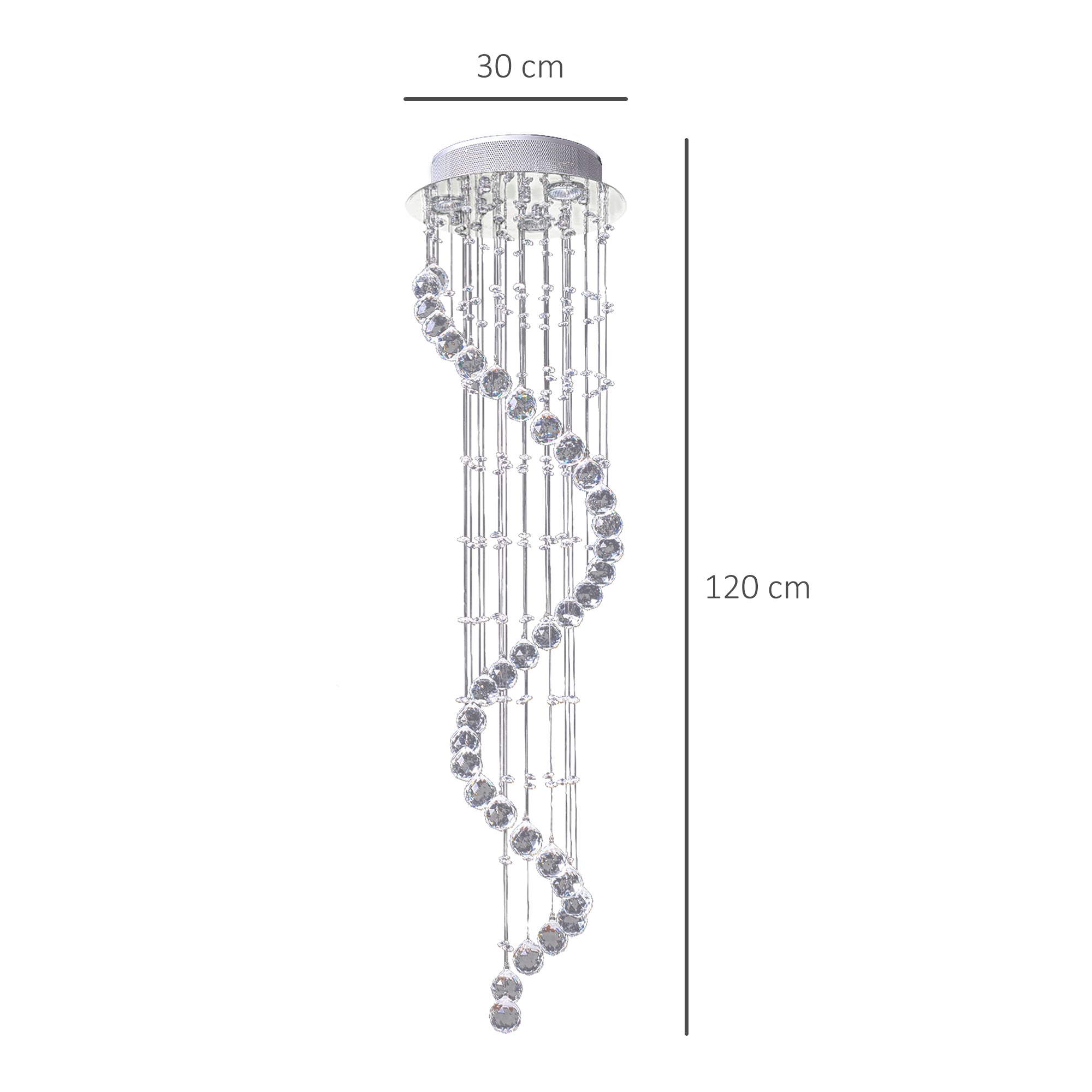 Modern Crystal Chandelier Ceiling Light Pendant Lamp Chrome Finish Glass Droplets New, for Living Room, Bedroom, Hallway, ?30 x 120cm