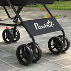 PawHut Dog Stroller, Foldable Cat Dog Pram for Miniature Breeds, Pet Stroller with Brake, Mesh Windows, Black
