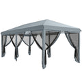 Outsunny 3 x 6m Pop Up Gazebo, Outdoor Canopy Shelter, Marquee Party Wedding Tent with 6 Mesh Walls and Carry Bag, Grey