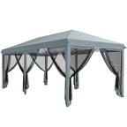 Outsunny 3 x 6m Pop Up Gazebo, Outdoor Canopy Shelter, Marquee Party Wedding Tent with 6 Mesh Walls and Carry Bag, Grey