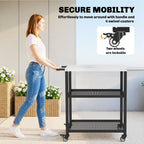 Outsunny Outdoor Grill Cart with Stainless Steel Tabletop, 3-Tier Pizza Oven Stand with Adjustable Shelf, Hooks, Wheels, Black
