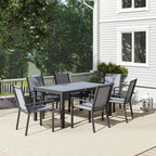 Outsunny Seven-Piece Garden Dining Set, with Plastic Wood-Top Table - Grey