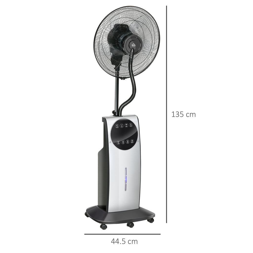 16" Pedestal Fan with Water Mist Spray, Humidifying Misting Fan, Standing Fan with 3 Speeds, 3.1L Water Tank, Timer and Electric Mosquito Killer Jack, Black