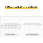 Outsunny 8m x 4m Garden Gazebo Marquee Wedding Shelter Level 4 Wind Protection, White