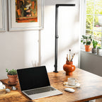 LED Desk Lamp, Dimmable Desk Light with Swing Arm and Clamp, Adjustable Eye-Caring Table Lamp with 2 Colour Modes & 5 Brightness Levels for Study, Drawing, Office, Architect, Task, Black