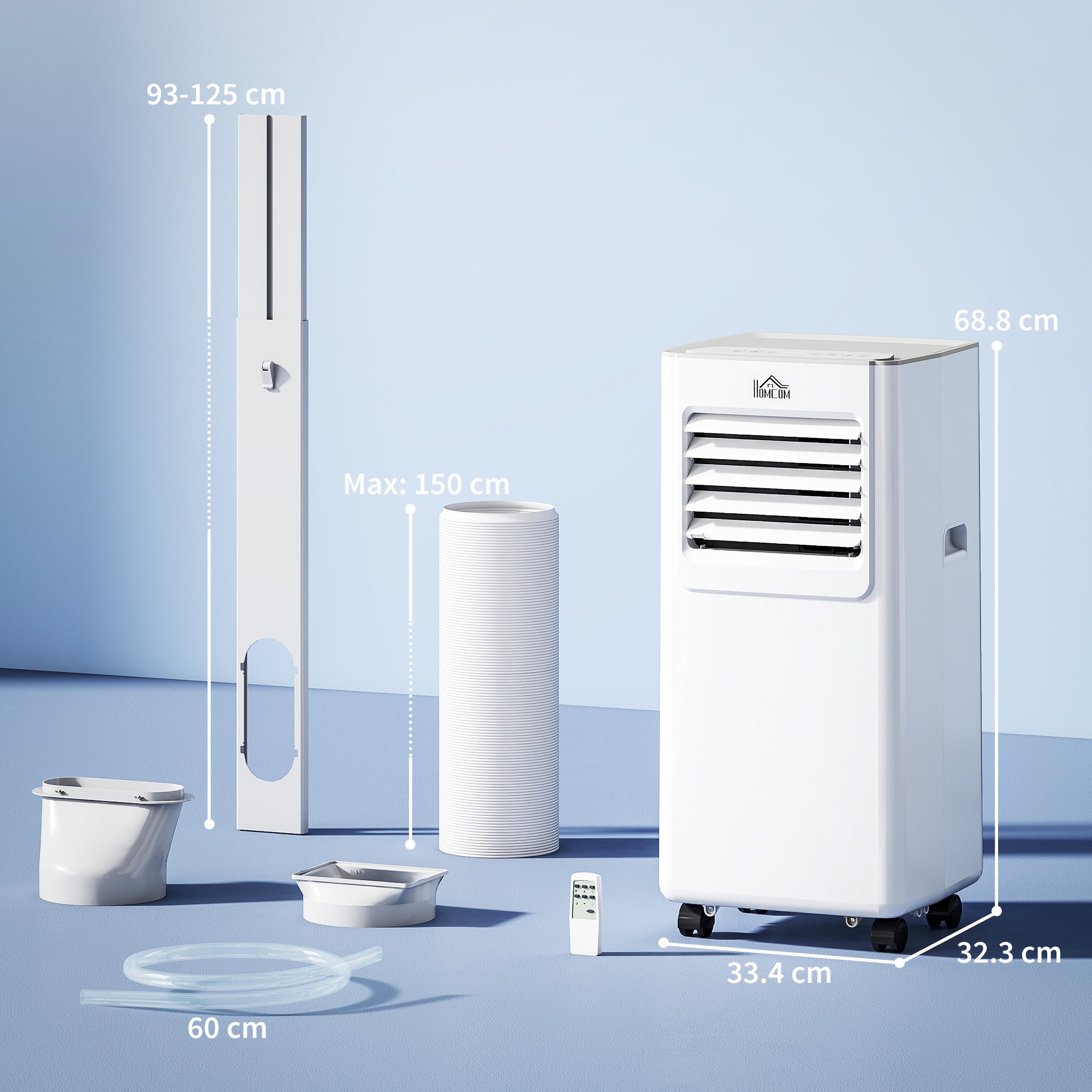7000 BTU Air Conditioning Unit, 3-in-1 Portable Air Conditioner, Dehumidifier, Cooling Fan with 2 Speeds, 24H Timer, Remote Control, LED Display, Window Venting Kit, 15m²