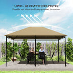 Outsunny 3 x 4m Gazebo Canopy Replacement Cover, Gazebo Roof Replacement (TOP COVER ONLY), Khaki