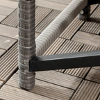 Outsunny Outdoor Coffee Table, Garden PE Rattan Side Table with Plastic Board Under the Full Woven Table Top and X-Shaped Frame for Patio, Balcony, Mixed Grey