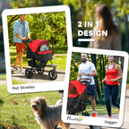 PawHut Dog Stroller Foldable Pet Pram, 3 Wheels Dog Pushchair with Brake, for Small Miniature Breeds, Cats, Red