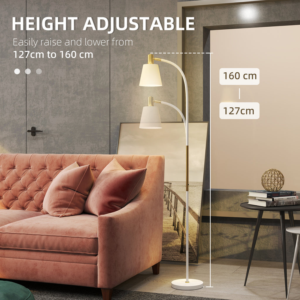Floor Lamp for Living Room, Spotlight Reading Standing Lamp with Adjustable Height, Rocker on/off Switch, Indoor Task Lighting for Bedroom, Office,  White (Bulb not Included)