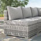Outsunny Outdoor Garden Furniture Rattan Single Middle Sofa with Cushions for Backyard Porch, Light Grey