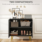 HOMCOM Modern Luxe High Gloss Sideboard, with Hairpin Legs - Black