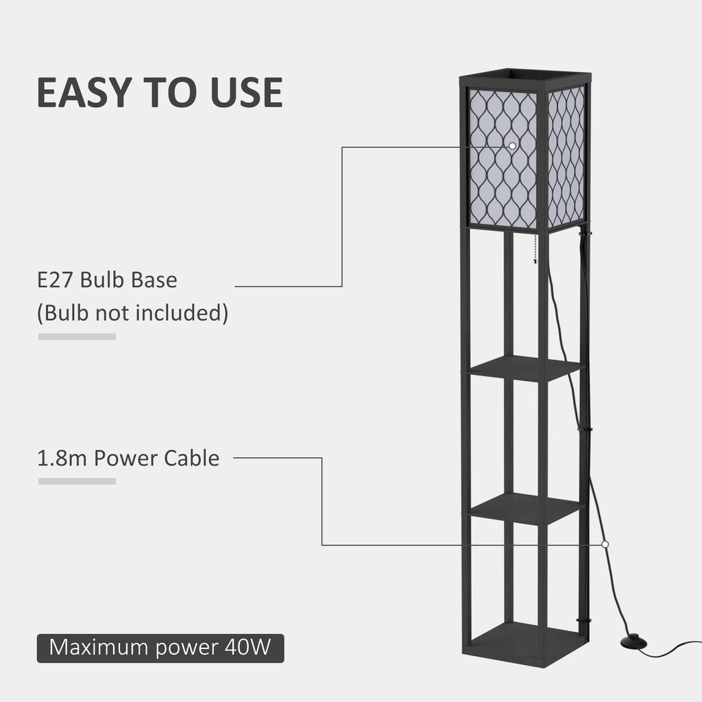 Three-Shelf Standing Lamps Set of 2 - Black