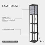 Three-Shelf Standing Lamps Set of 2 - Black