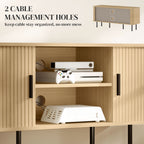 TV Stand Cabinet for TVs up to 55 Inches, TV Unit with Storage Shelves and Cupboard for Living Room, Oak Tone