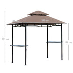 Outsunny 2.5x1.5m (8'x5') Grill Gazebo Canopy, Double Tiered Outdoor BBQ Gazebo Shelter with 2 Side Shelves for Garden, Patio, Barbecue, Picnic, Coffee