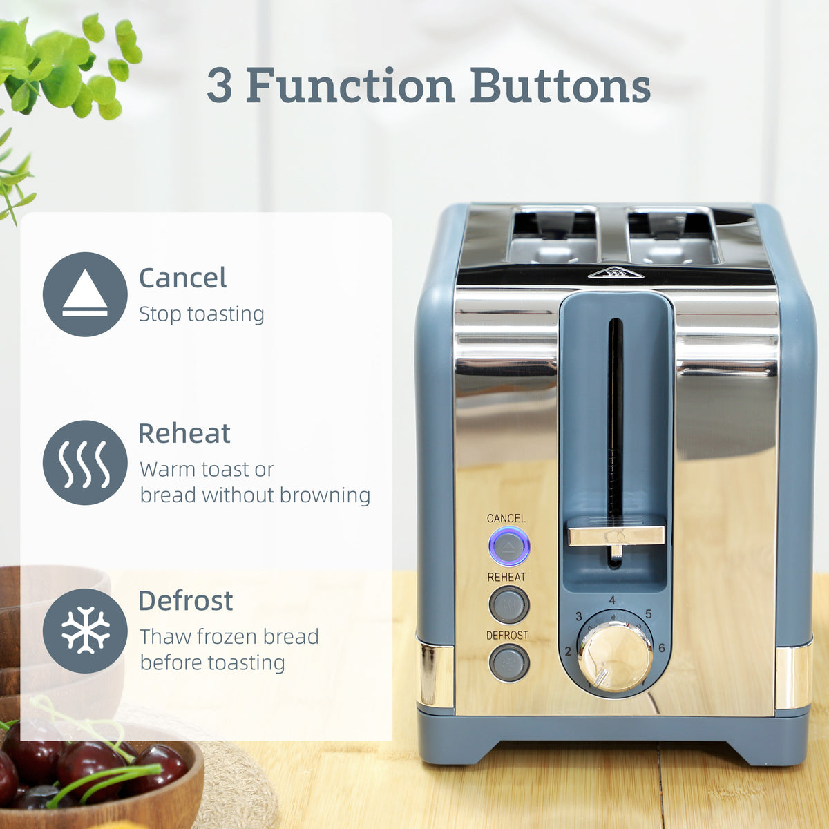Sleek Textured Kettle and Toaster Set - Blue