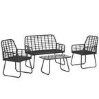 Outsunny 4 Piece Rattan Garden Furniture Set, Outdoor Patio Furniture with Loveseat, Armchairs and Coffee Table