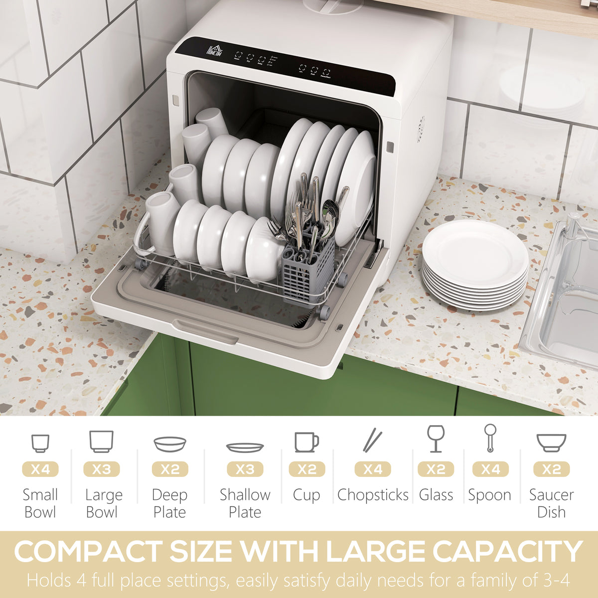 Six-Programme Countertop Dishwasher - White