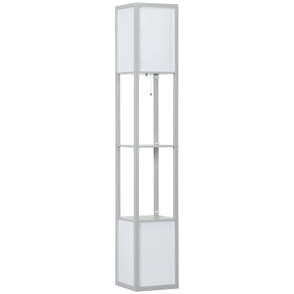 Modern Shelf Floor Lamp with Dual Ambient Light, Standing Lamp Living Room, Bedroom, 156cm, Grey