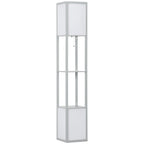 Modern Shelf Floor Lamp with Dual Ambient Light, Standing Lamp Living Room, Bedroom, 156cm, Grey